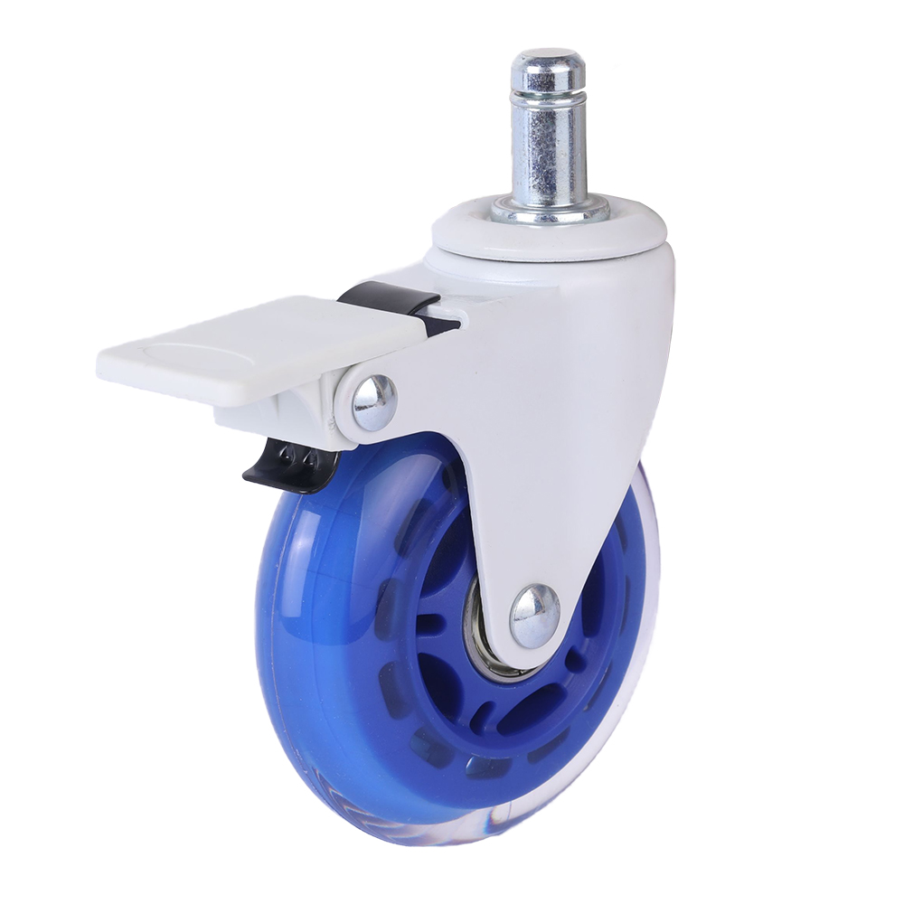 75mm white lacquered brake transparent casters