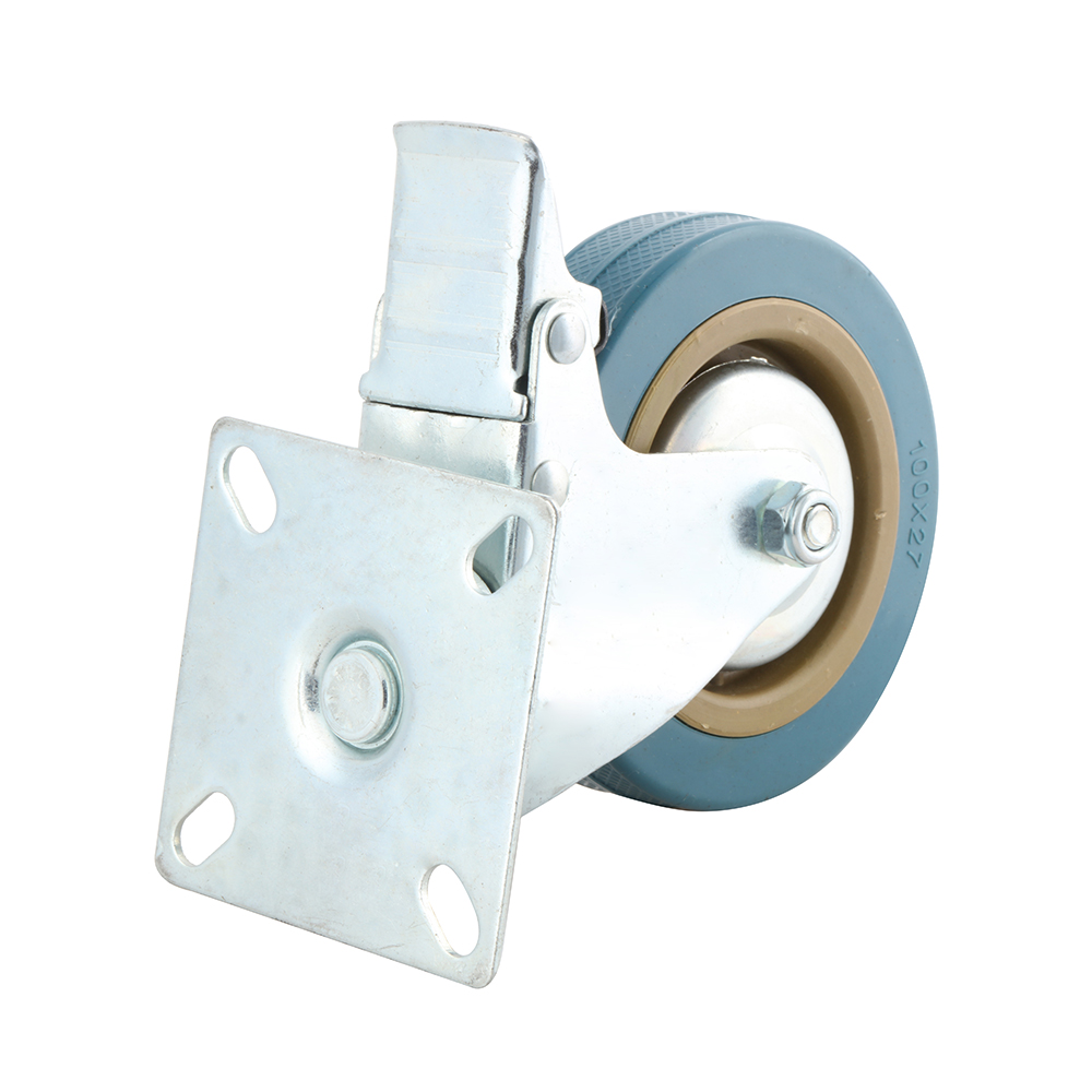 125mm rubber flat brake industrial wheel